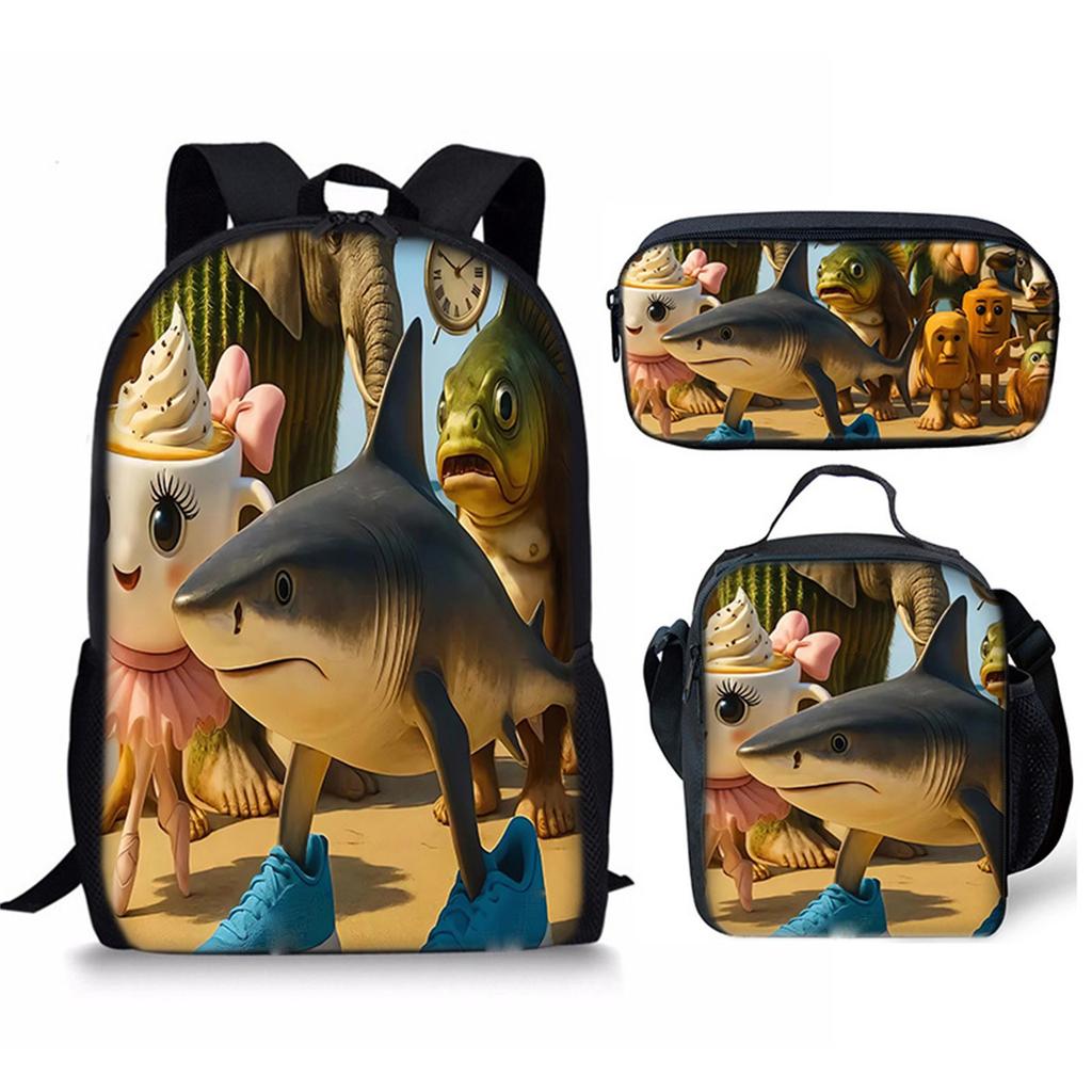 Cartoon Printing Casual Shoulder Bag Junior High School Students Large Capacity Backpacks