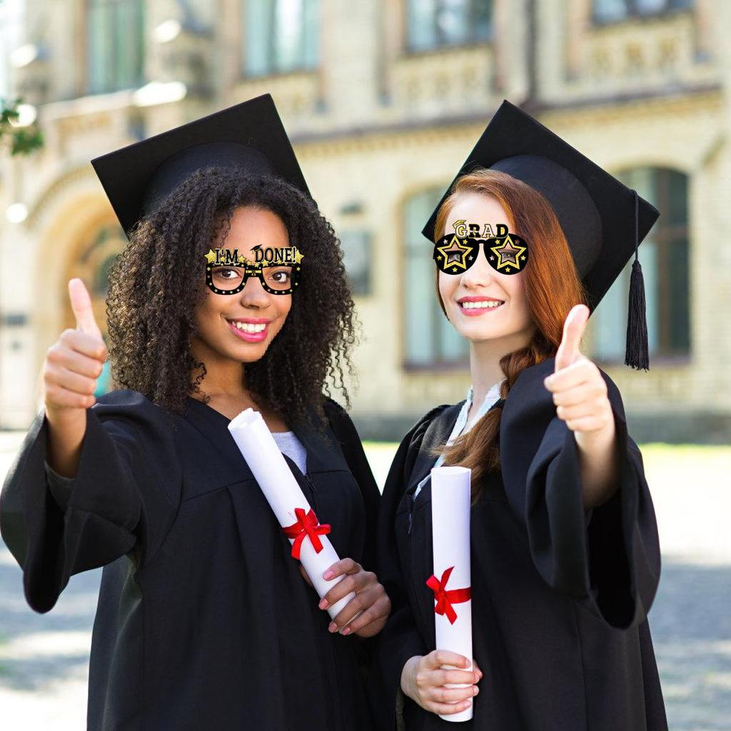 Pack Of 6 Black And Gold Graduation Glasses 2025 Glitter Eyeglasses For Photo Booth Props And Party Favors