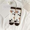 Autumn and Winter Half-fleece Cute Panda Socks for Women, Thickened Coral Fleece Warm Embroidered Cartoon Panda Mid-calf Socks