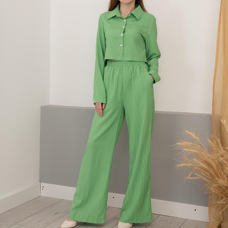 Streamgirl Women Summer Pants Sets 2 Pieces Crop Tops And Wide Leg Pants White Chiffon Thin Two Pieces Pant Sets Women's Suits