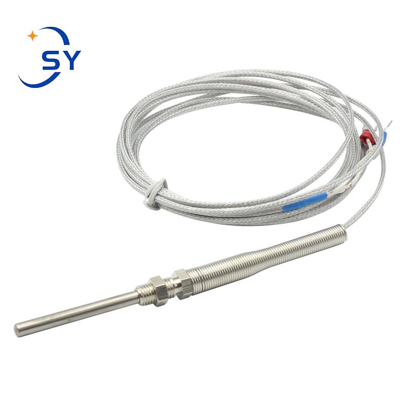 Probe Type Thermocouple K/E Stainless Steel Shielded Wire Thermal Resistance Rod Measuring Wire Temperature Sensor