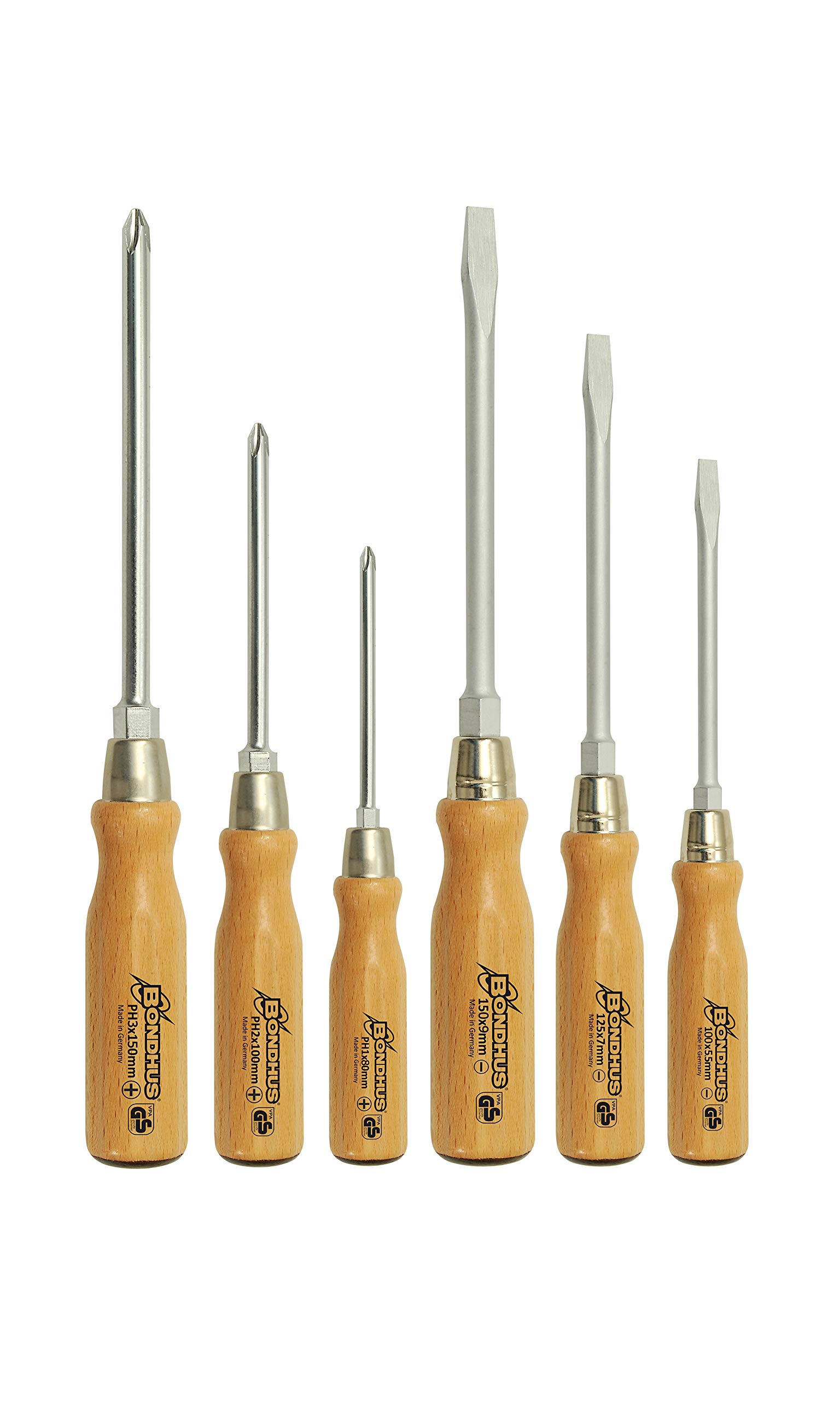

BONDHUS screwdriver wooden handle through screwdriver hexagonal set 95715W [ ] set, (with bolster)
