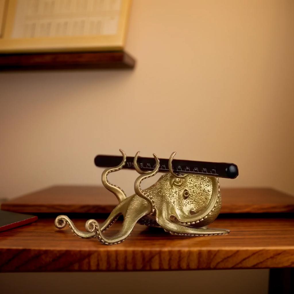 Creative Octopus Mobile Phone Stand Gold Octopus Decorative Ornament Pen Holder