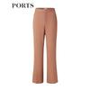 PORTS Women's Chestnut Brown High-Slit Casual Trousers