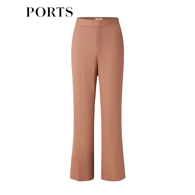 PORTS Women's Chestnut Brown High-Slit Casual Trousers