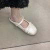 Xiaoxiangfeng Bow Shallow Mouth Mary Jane Half Slippers Women's 2025 New French Skirt One-word Button Shoes