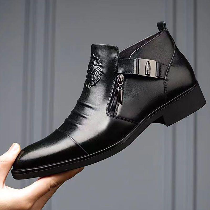 Herren Handgefertigte Leder Mid-Top Martin Stiefel - Formeller Herbst/Winter Stil