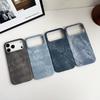 Case for 17 16 15 14 13 12 Pro Max Vintage British Style Denim Pattern Tough Case Shock Proof Anti-Fingerprint Shell Dustproof