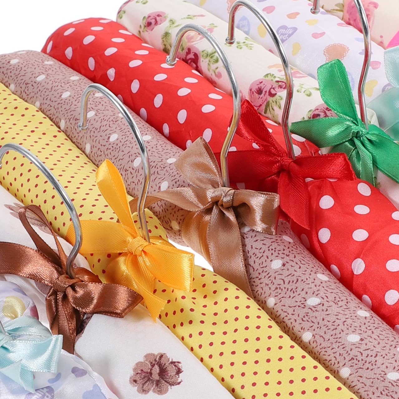 Zerodeko Padded Cloth Hanger 10pcs Floral Sweater Hangers No Bump Thick Wedding Dress Hanger with Swiveling Hook for Clothes Skirts Closet Adults