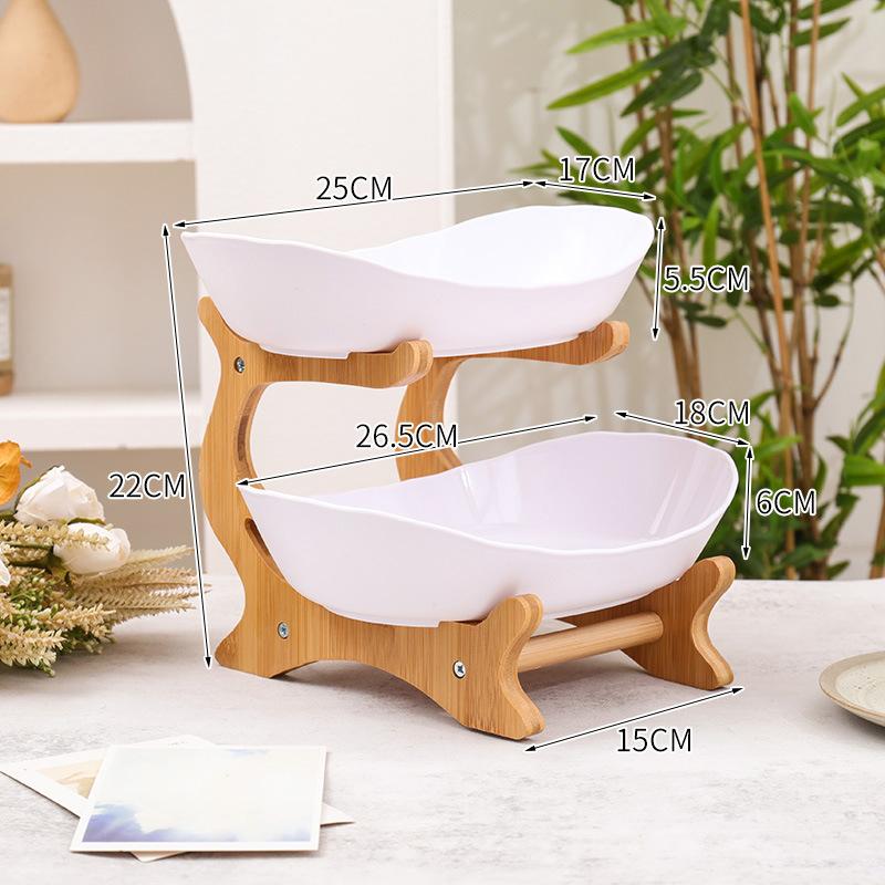 Haushalt Massivholz Mehrschicht-Tablett Wohnzimmer Obstschale Aufbewahrung Obstkorb Snackschale Dessert-Präsentationsständer