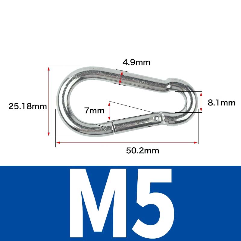 2-5pcs 304 Stainless Steel Spring Snap Multifunctional Carabiner Quick Link Lock Ring Hook Safety Buckle M4 M5 M6 M7 M8 M9 M10