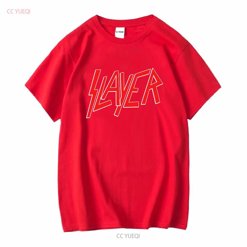 Slayer T-shirt con logo classico S M L XL XXL Band Metal Ufficiale Manica Lunga o Corta Lavaggio Vintage Uomo Casual Morbido Unisex