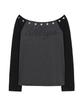ILLIGO Raglan Off-Shoulder Long Sleeve Striped Charcoal