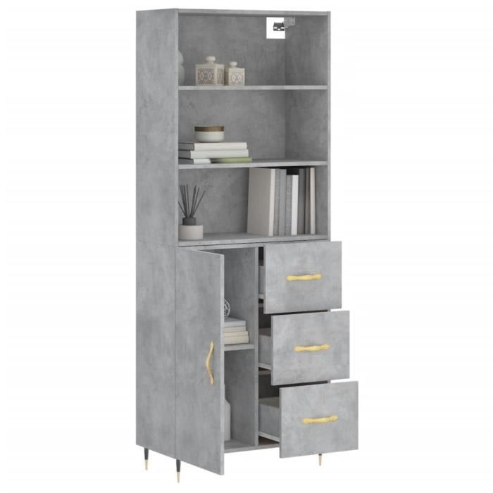VidaXL Highboard Concrete Grey 69.5x34x180 Cm Engineered Wood 3189425