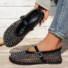 Fashion Mesh Breathable Rhinestone Fashion Versatile Women's New Foreign Style Niche Belt Flat Soft Soled Mary Jane Shoes Womens Shoes