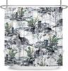 Japanese Ink Shower Curtain Fog Mountain Boat Wild Goose Natural Landscape Outdoor Bathroom Decoration Hook Shower Curtain
