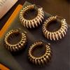 Vintage Enamel Threaded Steel Needle Earrings Unique Personality Geometric Line Sense Female
