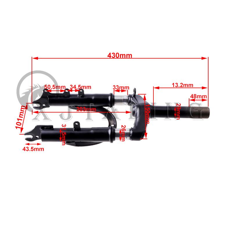 Horquilla de Suspensión Delantera de 12 Pulgadas Soporte de Acero Aleado Para Motocicleta Bicicleta MTB Patinete Eléctrico Tubo Delantero Accesorios de Amortiguación
