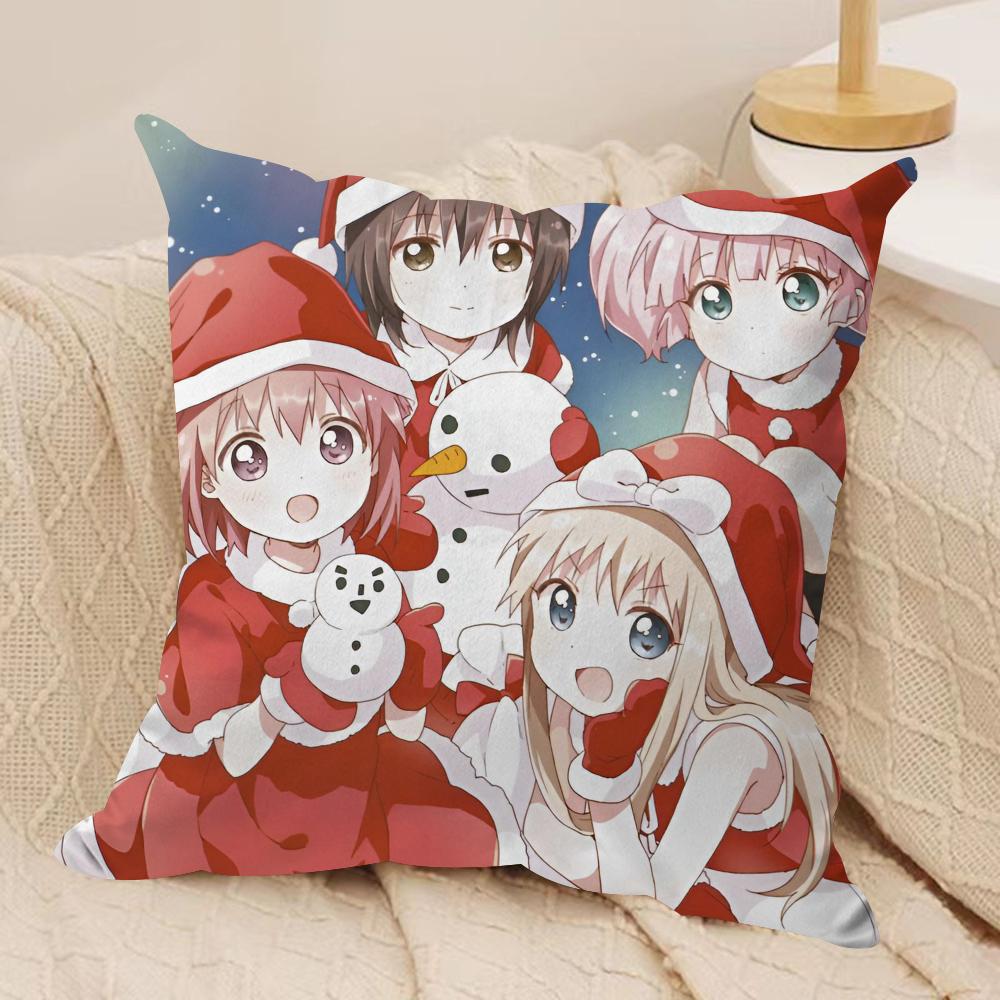 Yuru Yuri Cushion Cover Soft Plush Fabric DoubleSided Printed Sofa Cushion Cover for All Seasons Home Decor Gift