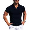 Men's Slim Fit Short Sleeve Polo Shirt Ribbed Knit Collar