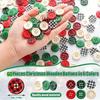 60 Pieces, Christmas Wooden Buttons, 6 Colors, 0.79 Inches, Plaid Wooden Buttons, 4 Holes, Black And Red Wooden Buttons, Plaid