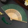 Faltfächer im Vintage-Stil, mit Quaste, tanzender Handfächer, Bambusgriff, Kunstseide, Faltfächer für Hochzeiten, Performance-Fan, Foto-Requisite
