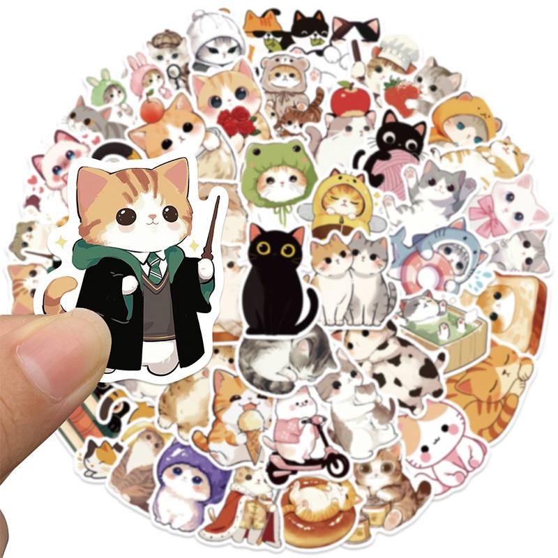 50PCS Cute Cat Stickers Cartoon Cat Sticker Kawaii Animal Vinyl Waterproof Decal for Water Bottle Laptop Phone Case Scrapbooking