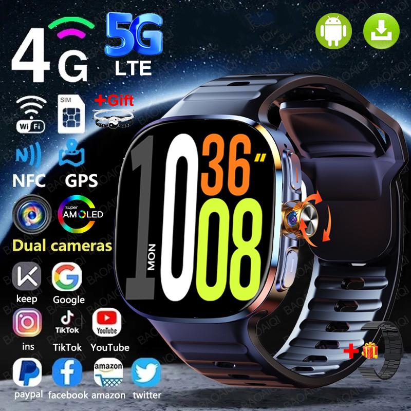 4G Full Network Smart Watch Mens 2.40 Inch Big Screen Video Call 16GB+256GB RAM 2100mAh Google Play WIFI GPS Sim Card Smartwatch