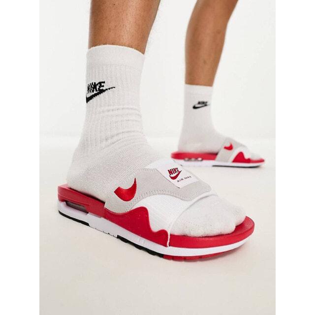 

Шлепанцы Nike Air Max 1 белого и красного цветов