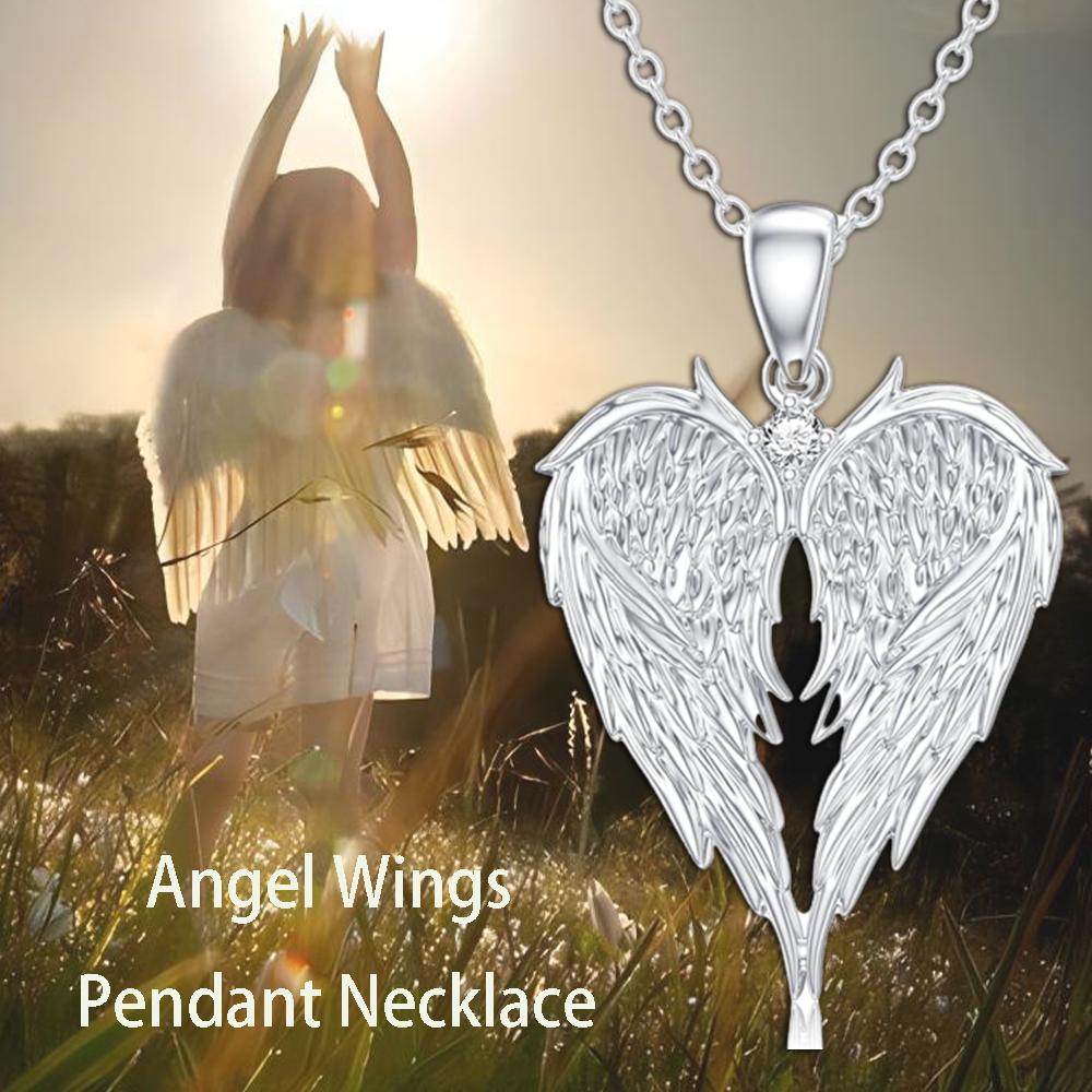 Fashionable and Smart Angel Wings Heart Shape Pendant Necklace Shining Rhinestone Decoration Children's New Trendy Necklace 2023