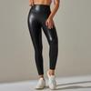 Plus Size Legginsy Nessaj Solid Black PU Skórzane Spodnie Damskie Seksowne Legginsy