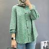 2025 New Women's Muslim Floral Shirt with Fashion Puff Sleeves
