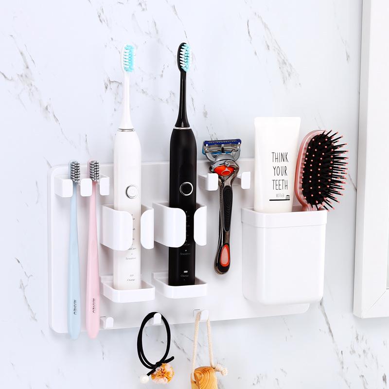 Punch-Free Wall-Mounted Bathroom Toothbrush & Toothpaste Holder Set