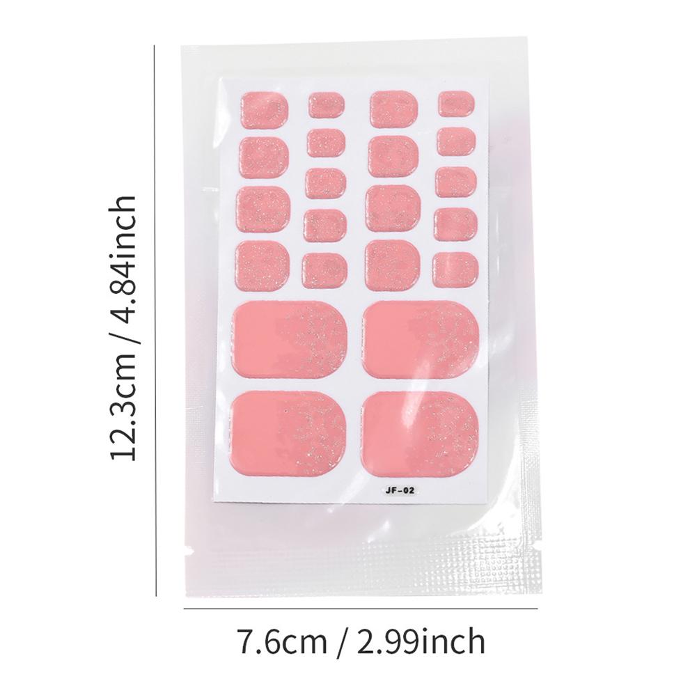 22tips Baking Free Toe Nail Sticker Wraps Solid Color Full Cover Toenail Polish Strips Summer Self Adhesive DIY Foot Decals