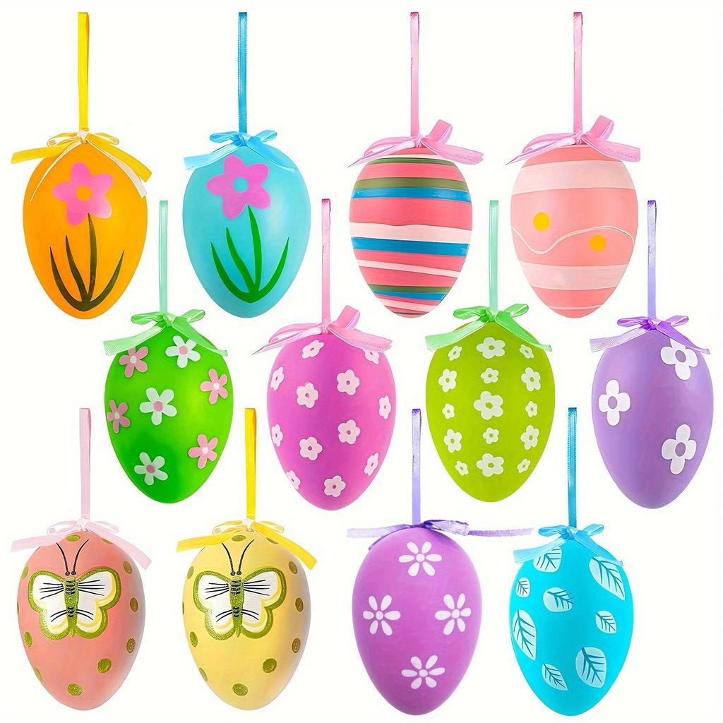 24pcs Easter Egg Hanging Decorations,For Holiday,Party,Home Decoration,Wedding Decoration,Can Hang Painted Plastic Eggs.