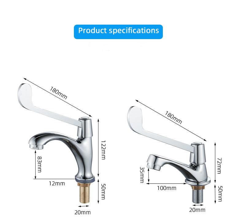 Hospital Lavatory Faucet Single Cold Long Handle Brass Chrome Basin Tap Hospital Tap Lap Faucet Public Faucet