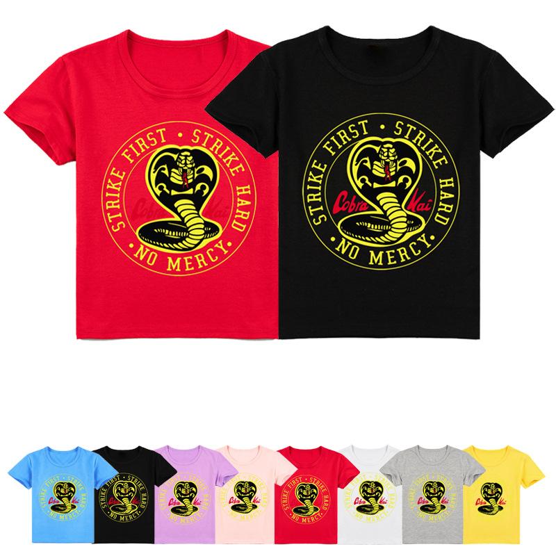

Футболка с короткими рукавами Cobra Kai, свободные повседневные топы с буквами, футболка с рисунком