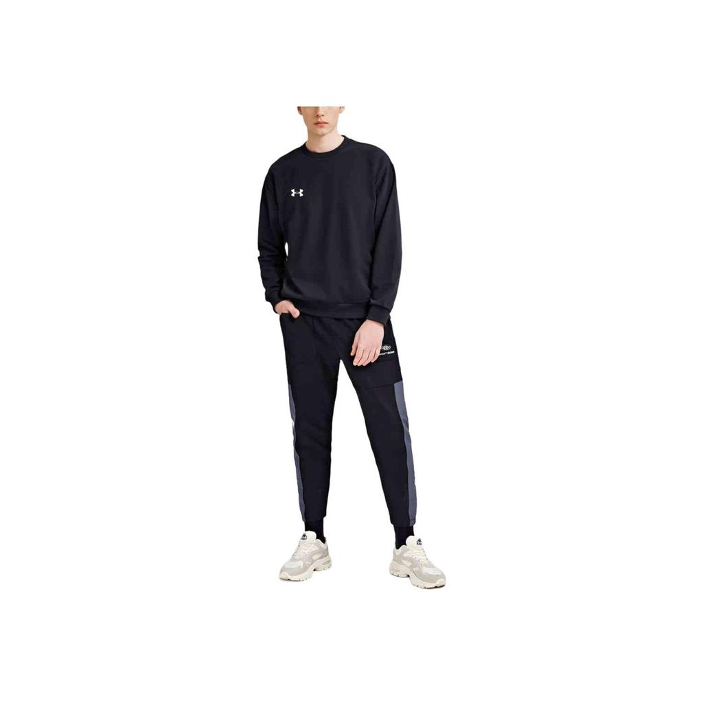 Under Armour Logo Outdoor Casual Sports Crew Neck Fleece Long Sleeve Sweatshirt Unisex Sweatshirt Black 24600305-001