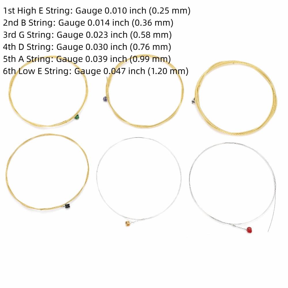 2Sets Brass Material Acoustic Guitar Strings Golden And Silver Guitar Strings For Acoustic Guitar