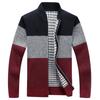 Men's Long-sleeved Stand-up Collar Colorblock Plush Thickened Cardigan Sweater Slim Fit Casual Sweater
