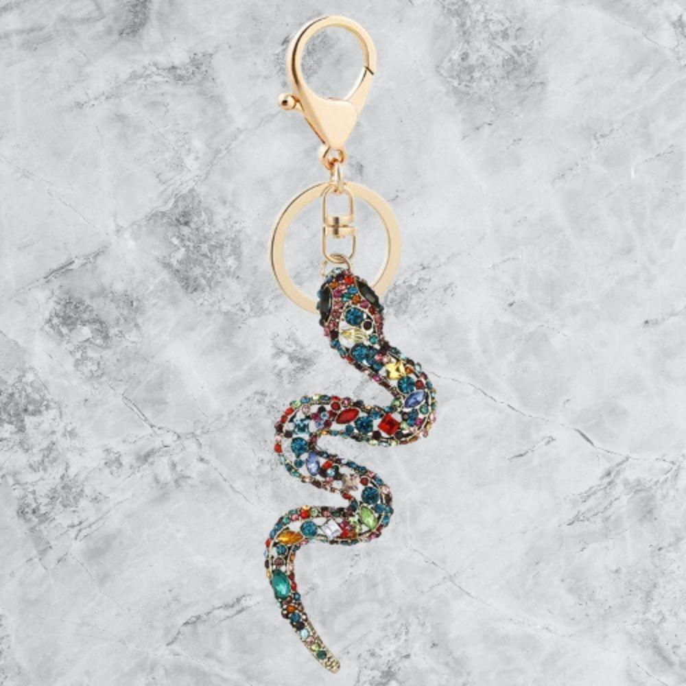 Mixed Color Rhinestone Snake Keychain Fortune Women's Bag Pendant  Year of Chinese