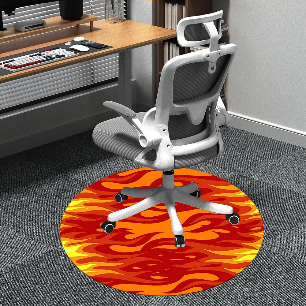 1pc Flame Pattern Chair Carpet for Office, Round Non Slip Durable Large Size Office Carpet, Suitable for Office