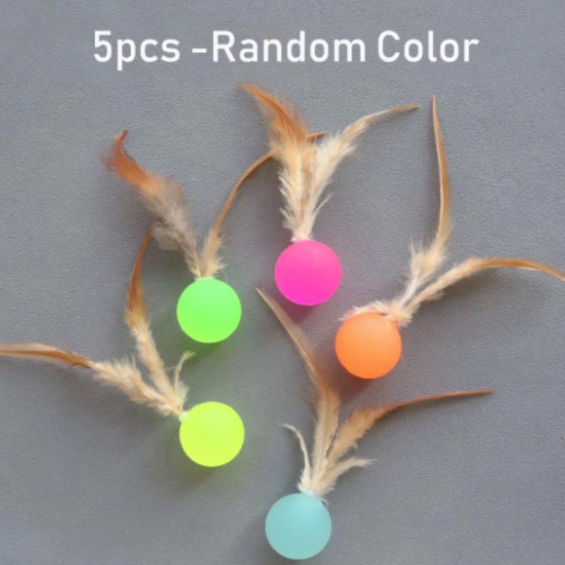 Interactive Elastic Ball Toy for Cats And Dogs Funny Feather Football Plaything Kitten Kitty Doggy Pet Supplies