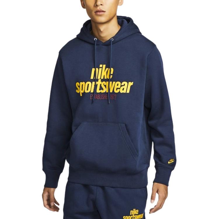 Nike Sportswear Club BB PO Hoodie NSW GFX Comfortable Pullover College Style Sweatshirt Men Hoodies Blue HJ2160451