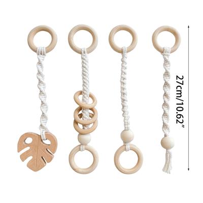 Wooden Hanging Toy Baby Gym Activity Toy Pendant Infant Sensory Toy 4pcs Set of Hanging Playing Toy Newborn Gifts