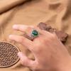 Anello da Uomo con Cristalli Verdi alla Moda, Design Retrò Personalizzato, Stile Turco, Accessori Gioielli da Festa