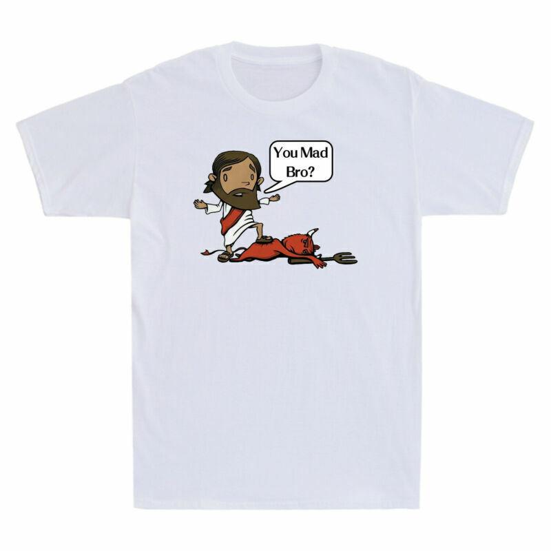 You Mad Bro Jesus Devil Graphic Funny Christian Gift Retro Men s Cotton T-Shirt XL