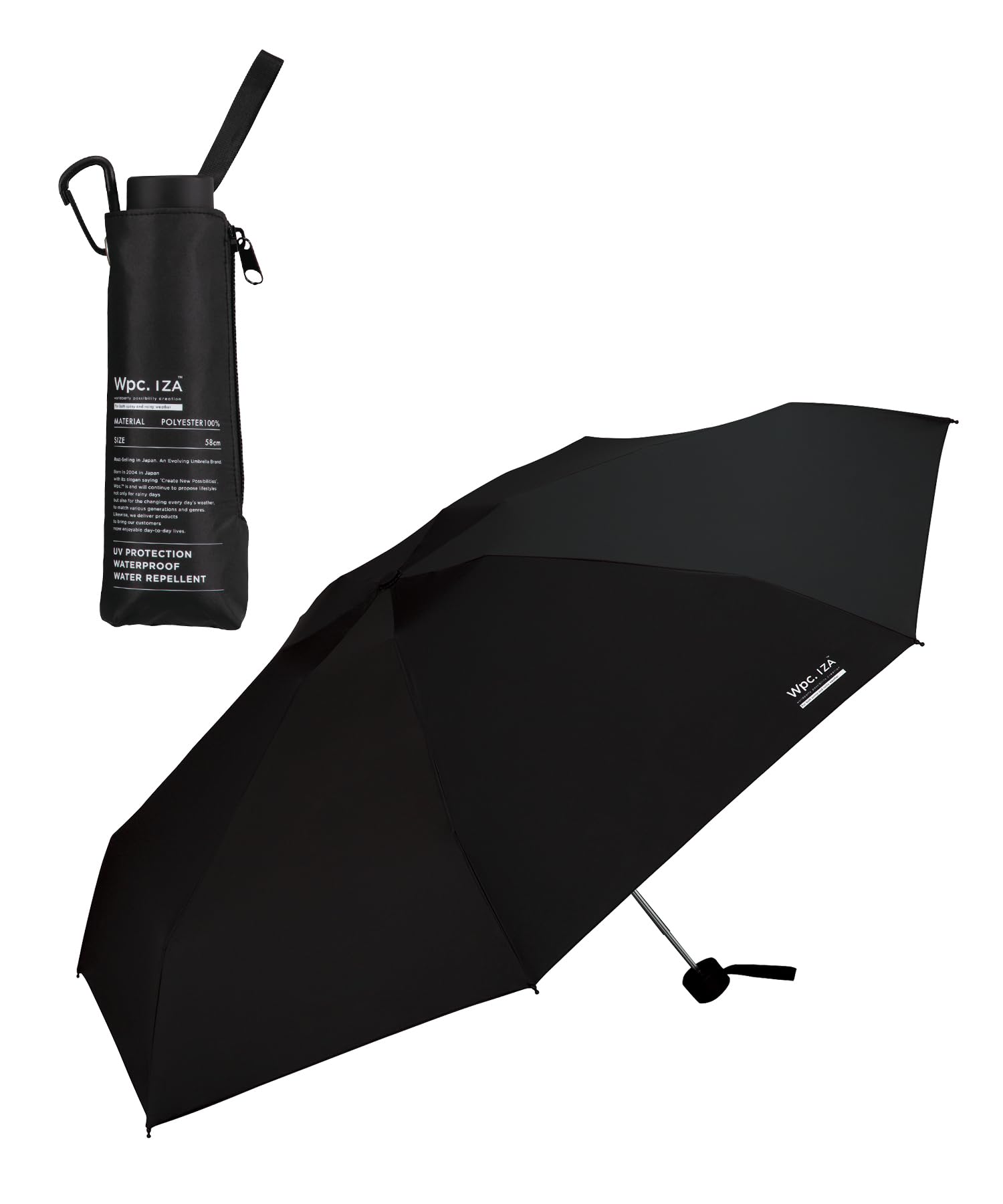 

Зонт IZA для солнечных и дождливых дней, но большой, когда БОЛЬШОЙ КОМПАКТНЫЙ Черный свет, блокирующий УФ-излучение, UPF, подходит как для солнечных, так и для дождливых дней Зонт IZA чёрный