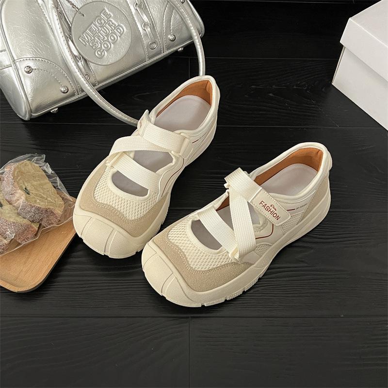 [Fanfna] Ugly cute big-headed shoes for women 2025 spring and summer single shoes breathable and versatile Velcro Mary Jane shoes for women