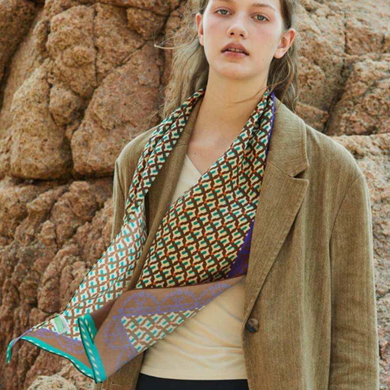 ANA MAISON Pleasant Retro Long Petit Silk Scarf [PML-1429]